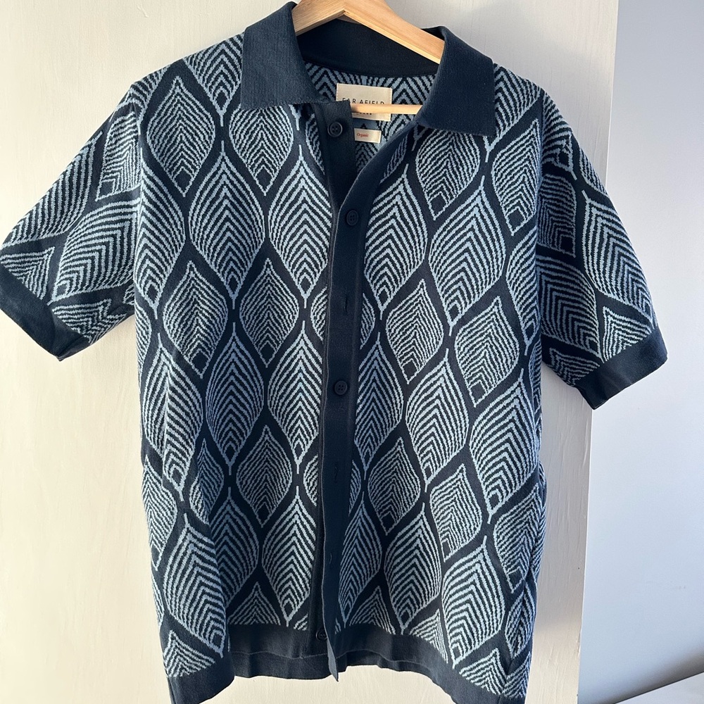 Men's Short Sleeve Patterned Organic Cotton Sweater